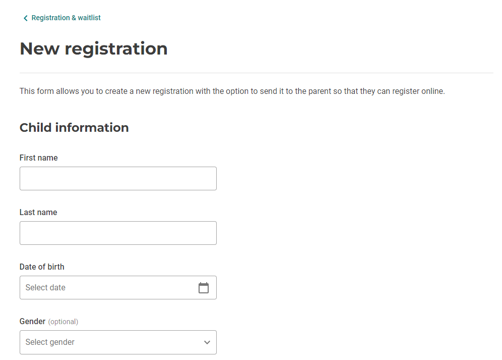 How to Create a New Registration and/or Add a Child to the Waitlist