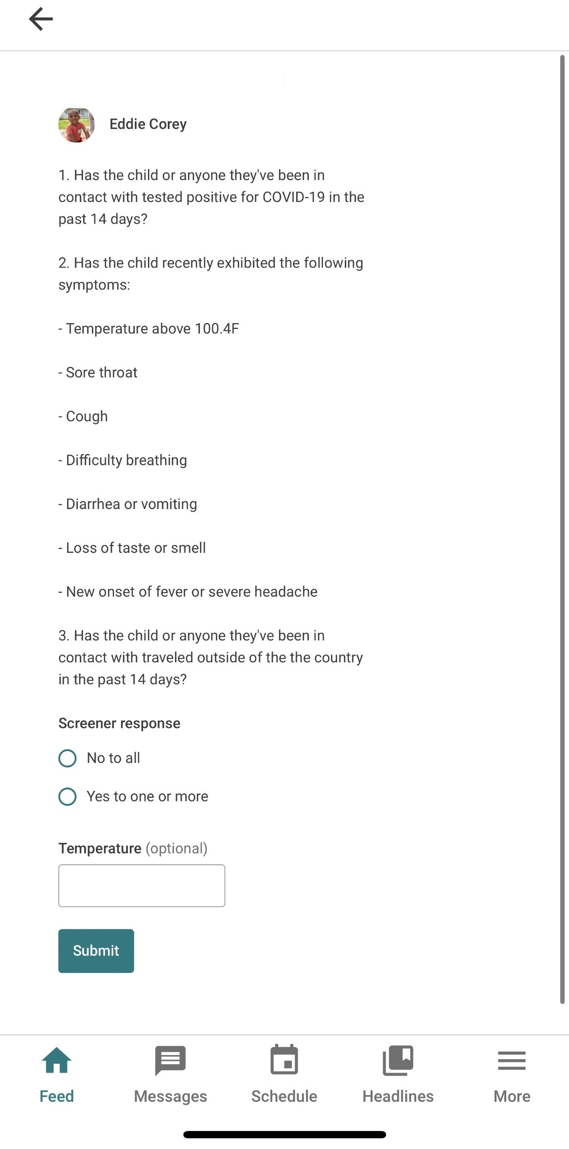 How to Perform a Health Screening – Parent