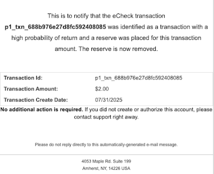 Lillio Payments: Reserved Transactions